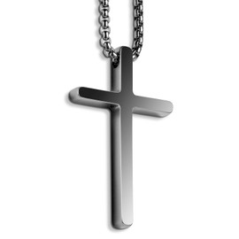 ClenyMagi Silve Cross Necklace for Men, Silve Cross Crafts Charm with 2mm Cross Chain and Stainless Steel Cross Pendant, Christian Gift for Teens