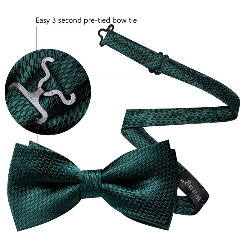 Barry.Wang Emerald Green Bow Ties for Men Pre-tied Bow Tie
