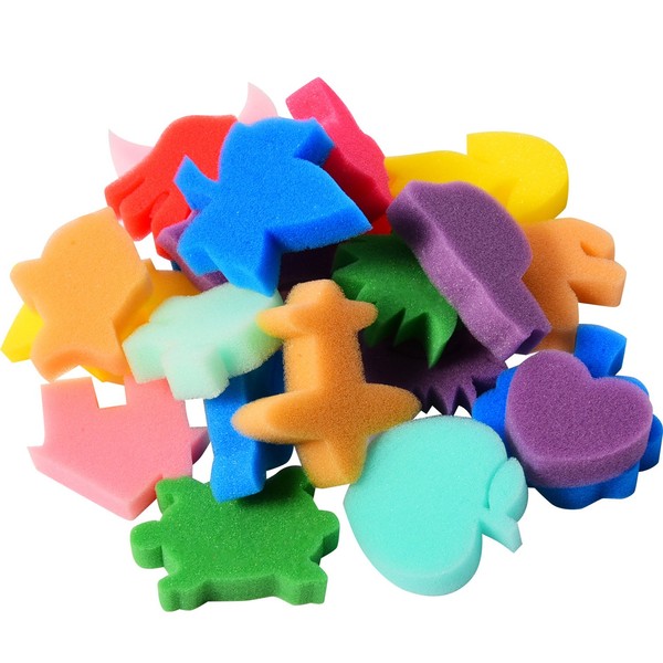 24 Pieces Painting Sponge Shapes Painting Stamps Crafting Painting Sponge Kids Sponge, Assorted Color