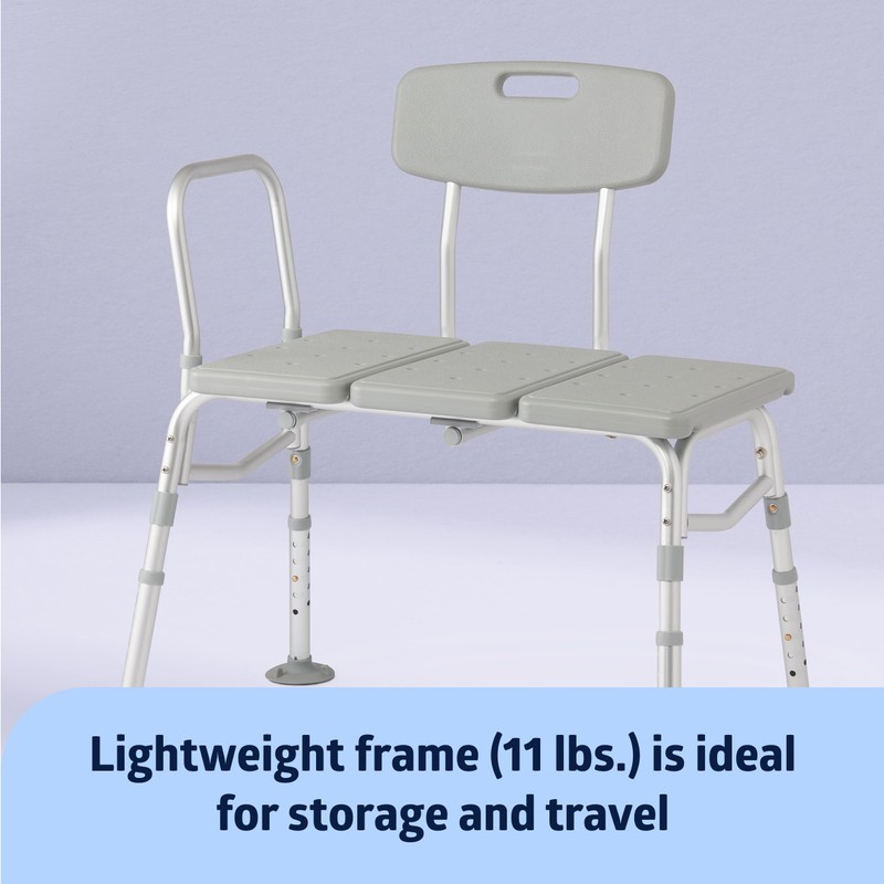 Medline Transfer Bench for Bathtubs and Showers, Adjustable Shower Bench