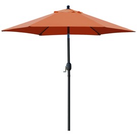 Sunnyglade 7.5' Patio Umbrella Outdoor Table Market Umbrella with Push Button Tilt/Crank, 6 Ribs (Orange)