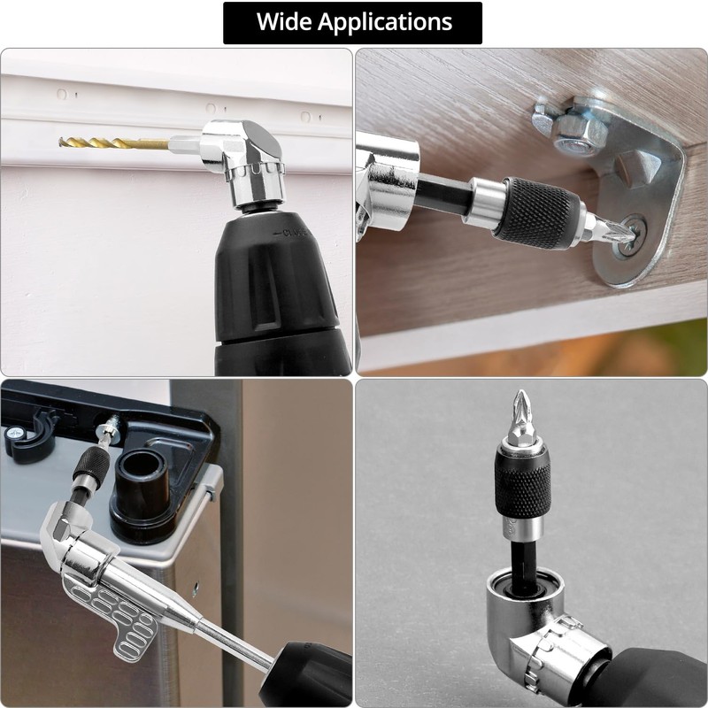 QWORK® 2Pcs 105 Degree Drill Adaptor Set, Angle Drill Attachment,