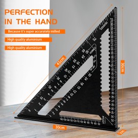 Speed Square Set, AivaToba 12 Inch/300mm Aluminum Alloy Metric Triangle Ruler, Carpenters Square for Angle Measuring and Marking.