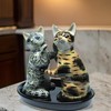 Ceramic Salt and Pepper Shaker Set with Cat Motif (Grey