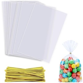100 Pcs Clear Cellophane Bags,Plastic Gift Bags Clear Cellophane Treat Bags,For Party Favor Packaging