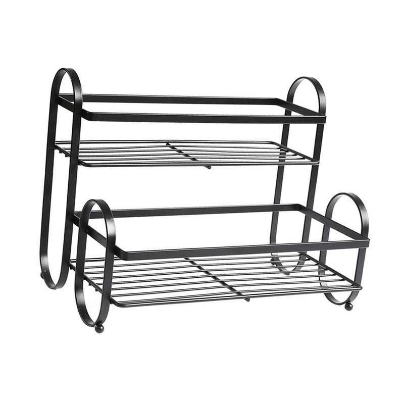 Metal Desktop Storage Rack 2 Tier Prevent Slip Multifunction Metal