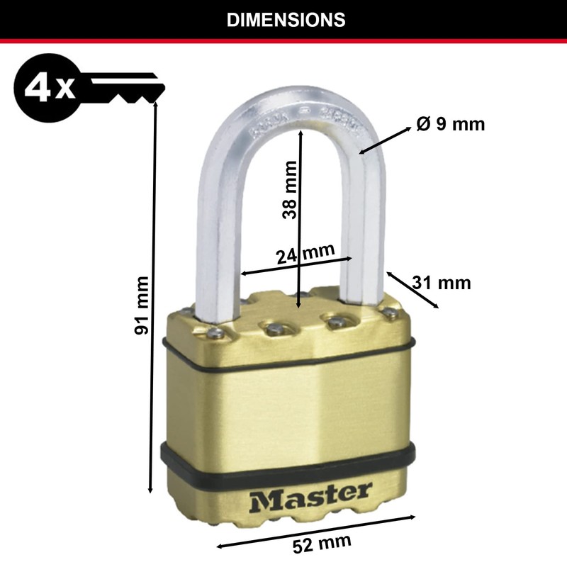 MASTER LOCK Pack of 2 Very High Security Padlocks, Security