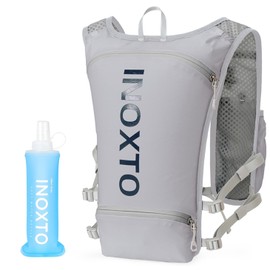 INOXTO Running Hydration Vest ,Lightweight Insulated Pack with 250ml Soft Flask Daypack for Hiking Trail Running Cycling Race Marathon for Women Men (Gray Dark Blue, Standard)