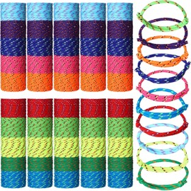 Jenaai 1000 Pcs Neon Friendship Bracelets Bulk Adjustable Neon Bracelet Assorted Colors Nylon Paracord Bracelets for Adults Birthday Gift Party Favors Carnival Prize, 10 Colors