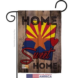 Ornament Collection GS191115-P3-03 State Arizona Home Sweet Americana States Impressions Decorative Vertical 13" x 18.5" Garden Flag Set Metal Fansy Wall Bracket Hardware