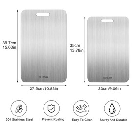 Ortviai 2 pieces titanium chopping board, titanium cutting board, multifunctional, double-sided food grade titanium chopping board, for the original taste of the ingredients