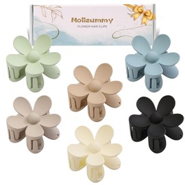 6PCS Matte Flower Hair Clips, Large Claw Clips for Women Thick Hair, Big Cute Dasiy Hair Clips, Non Slip Strong Hold for Women Thin Hair, Hair Accessories for Christmas Gifts Holiday, 6 Colors