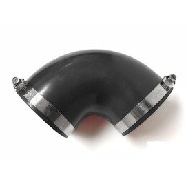 Qi Motorsports 90 Degree Elbow PVC Rubber with 2 Clamps (3.5"-3.5" Black)