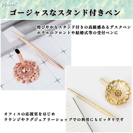 Nicheez Reception Pen, Signature Pen, Desk Pen with Stand, Ballpoint Pen, Hotel, Front Desk, Wedding, Reception Room (Pink Gold/1 Piece)