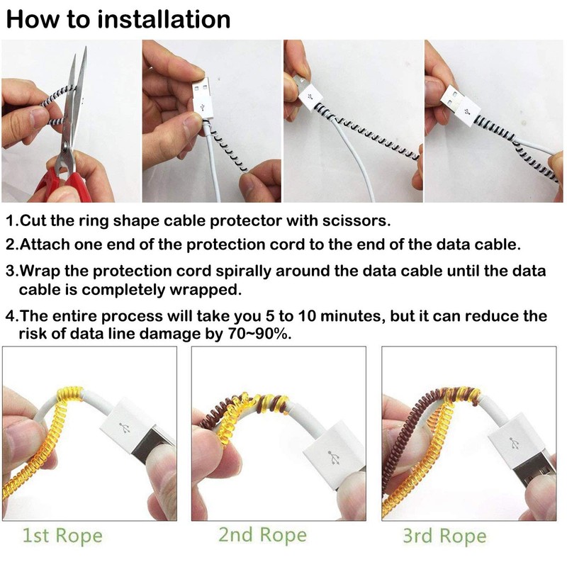Rancco Protectores de Cable de Alambre, 7 PC/120CM
