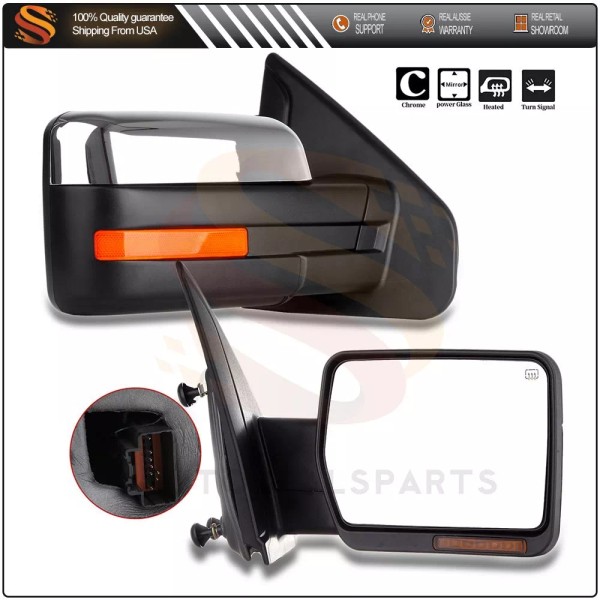 Autodealsparts Pair Side Mirrors For 2004-2014 Ford F150 Power Heated