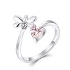 FJ Sterling Silver Women Bee Ring Open Animal Ring with