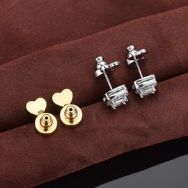 Earring Lifter Backs,EBFDOH Earring Backs for Droopy Ears 4pcs Durable Heart Shape Earring Lifter Backs for Heavy Earrings Locking Earring Backing Replacements,White Gold and 18K Gold