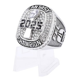 2025 Fantasy Football Championship Ring Award Prize Trophy Sports Winner FFL Champion Ring With Box (ring with stand, size 10)