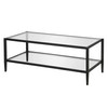 Henn&Hart 45" Wide Rectangular Coffee Table with Glass Shelf in