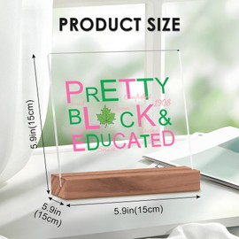 Sorority Gifts for Women, Pink and Green Pretty Black and Educated Acrylic Sign, Greek Sorority Gifts for Sisters Friends, Sorority Paraphernalia Decor