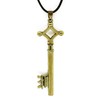 HEN-NIGHT Eren Jaeger Key Pendant Necklace, Gold Metal Black Leather,