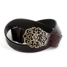 ECHAIN Women Genuine Leather Vintage Waist Belt for Dress Jeans (coffee, waist:30-33)