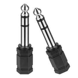 2 Pack Headphone Jack Adapter 6.35mm Male to 3.5mm, Male Audio Jack Plug for Headphone Adapter HiFi Stereo, Connection of Headphones to Audio System (Black)