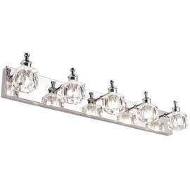 PRESDE Modern Bathroom Vanity Light Fixtures Over Mirror 5 Lights LED Chrome Finishing Bath Vanity Wall Lighting(Exclude Bulb)