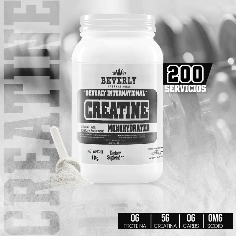 Creatina Monohidratada Beverly 1kg 200 Servicios En Polvo