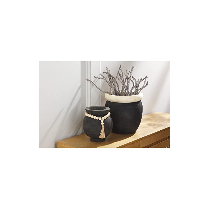 Mud Pie Paulownia Pot, Black, 12" x 12" dia