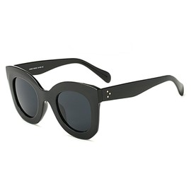 Vintage Retro Cateye Sunglasses for Women Designer Butterfly Frames Semi Cat Eye Shades (Black, 45)