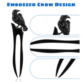 2 Pack Witchy Hair Accessories, 6 Inch Hair Forks for Women, U Shaped Viking Hairs Accessories for Women Girls Thick Long Bun Hairstyle, Black