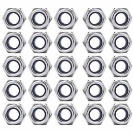 60 Pcs M6 Nuts Stainless Steel Nylon Lock Nuts 304 Hex Screw for Bolt, Locking Stop Nuts