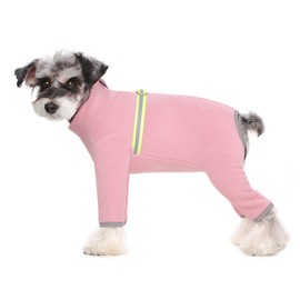 Dog Fleece Warm Clothes, Puppy Winter Long-Sleeved Four-Legged Clothes, Puppy Onesie With D Ring,Cold Weather Coats For Small To Medium Dogs_S(Pink)