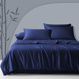 Fittia Lyocell Bamboo Cushion Cover Bamboo Fibre Pillowcase Silky Soft Cooling Breathable with Concealed Zip Navy Blue 40 x 80 cm Set of 2