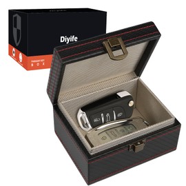 Diyife Car Key Faraday Box, Keyless Go Protection Car Key Box, Premium Leather Anti-Theft Protection, RFID Signal Blocking Box, 117 x 92 x 64 mm