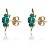 AVORA 10K Yellow Gold Green Turtle with Crystal Stud Earrings