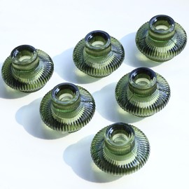 VOHO Portavelas Verdes Decorativos para Centro de Mesa de Comedor, Portavelas Cónicos Acanalados Versátiles para Velas Cónicas y Velas de Té, Portavel