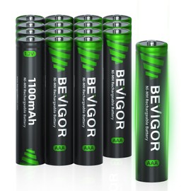 BEVIGOR Rechargeable AAA Batteries, 1100 mAh High Capacity, LSD Low Self Discharge Technology, 1.2V NiMH AAA Batteries, Long-Lasting Triple AAA Rechargeable Batteries, 16 Count