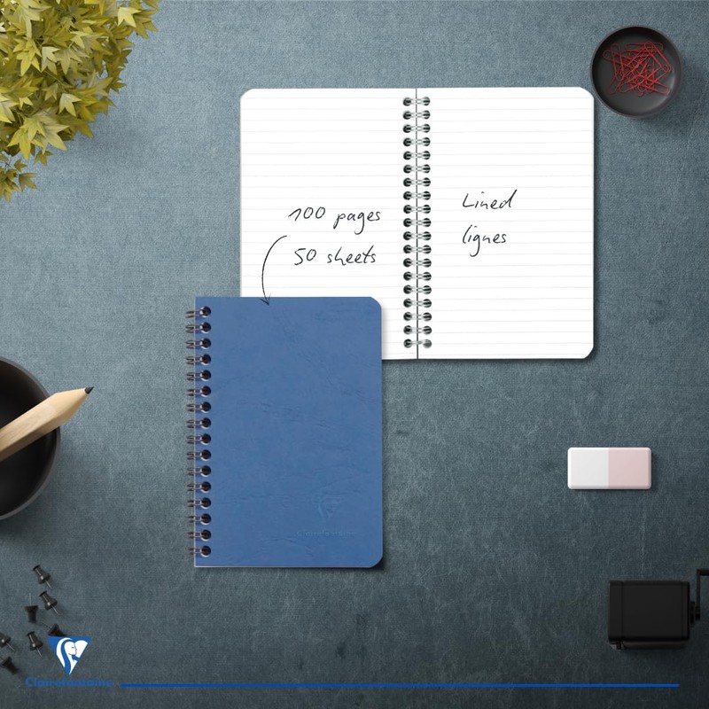 Clairefontaine 785964C Collection Age Bag Blue Spiral Notebook - 9x14