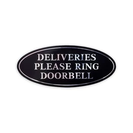 1PC Silver Deliveries Please Ring Doorbell Sign, 7x3 Inches - Aluminum - Self-Adhesive Ring Door Bell for Service Assistance