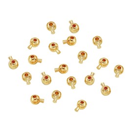 FSSTUD Pack of 20 Small Stopper Crimp Beads Metal Crimp Beads Bracelet End Beads Necklace Positioning Beads Earring Stopper Beads Jewellery Making Finding Beads for DIY Crafts Golden Round