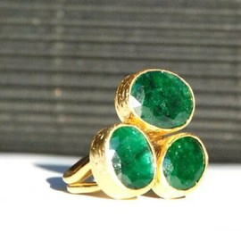 Wedding Gold Emeralds Crystal Giant Ring Vintage 18-Karat Emerald Ring in Gold Cocktail Ring Rhinestone Oval Ring for Wedding Women Ring Party Prom Jewelry Green Size9
