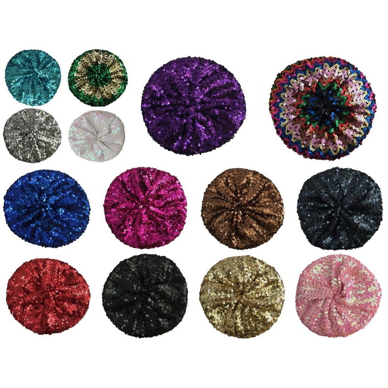 Jixin4you Women's Glittering Beret Sequin Dance Hat, Various Colors, Unisex,