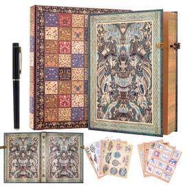 3D Blue Qimeng Graphic Hot Stamping,Deep Blue Background with Golden Totem,192 pages of horizontal inner pages,envelope pocket,student notes,travel diary,wedding anniversary.