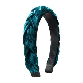 Alpenflüstern Costume Headband Velvet Braided Look – Women's Hair Accessories Non-Slip Headband Braided for Dirndl (in Traditional Colours) ADV132 (Petrol))