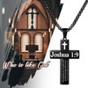 Aroncent Stainless Steel Cross Necklace: Joshua 1:9 Bible Verse Be