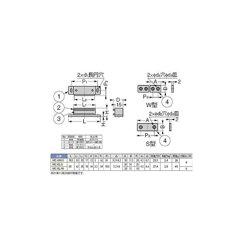 Sugatsune Industry MC-KL-S Lamp Sign, Strong Magnetic Catch for Furniture