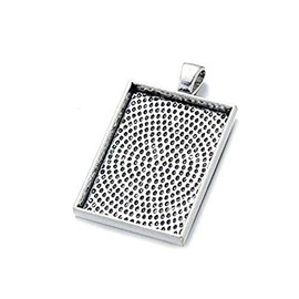 AKOAK 12 Pieces 25mm X 35mm Antique Silver Rectangle Pendant Trays Pendant Blanks Cameo Bezel Settings for Photo Charm,Cabochon and Jewelry Making